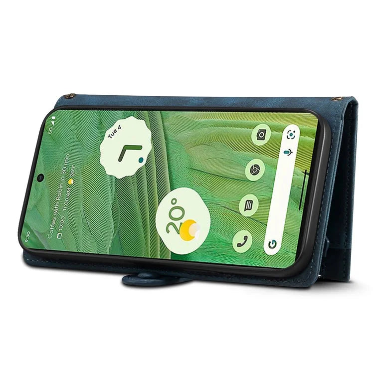 ESEBLE Star Series For Google Pixel 8a Case Zipper PU Leather Phone Cover with Card Slots Wrist Strap