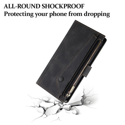 ESEBLE Star Series For Google Pixel 8a Case Zipper PU Leather Phone Cover with Card Slots Wrist Strap