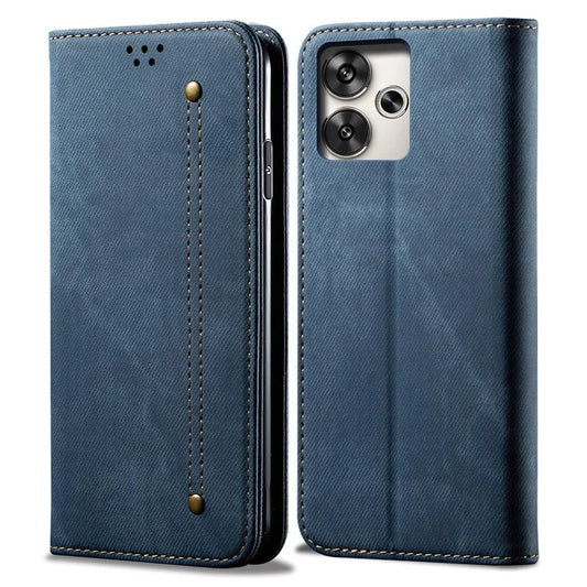 For Xiaomi Redmi Turbo 3 5G / Poco F6 5G Wallet Phone Case Jeans Cloth Texture Leather Flip Cover