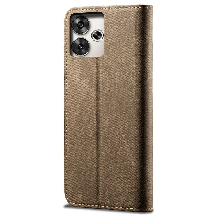 For Xiaomi Redmi Turbo 3 5G / Poco F6 5G Wallet Phone Case Jeans Cloth Texture Leather Flip Cover