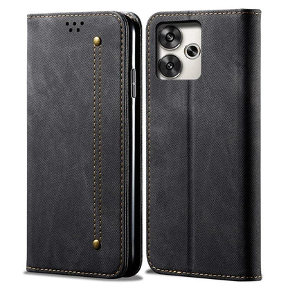 For Xiaomi Redmi Turbo 3 5G / Poco F6 5G Wallet Phone Case Jeans Cloth Texture Leather Flip Cover
