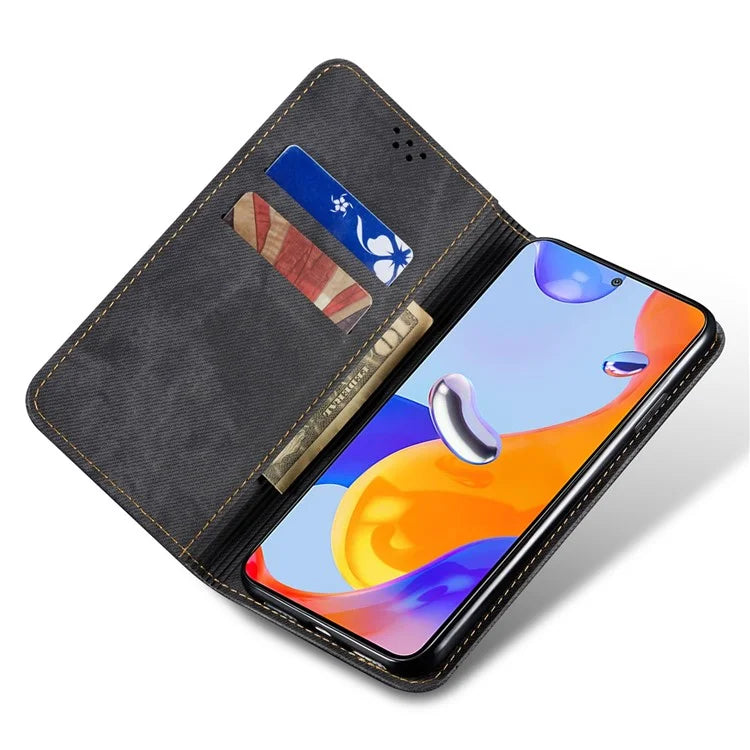 For Xiaomi Redmi Turbo 3 5G / Poco F6 5G Wallet Phone Case Jeans Cloth Texture Leather Flip Cover