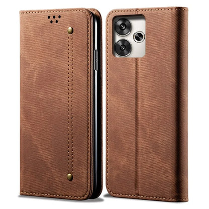 For Xiaomi Redmi Turbo 3 5G / Poco F6 5G Wallet Phone Case Jeans Cloth Texture Leather Flip Cover