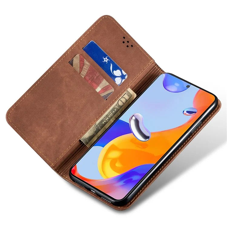 For Xiaomi Redmi Turbo 3 5G / Poco F6 5G Wallet Phone Case Jeans Cloth Texture Leather Flip Cover