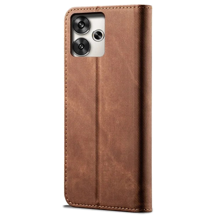 For Xiaomi Redmi Turbo 3 5G / Poco F6 5G Wallet Phone Case Jeans Cloth Texture Leather Flip Cover