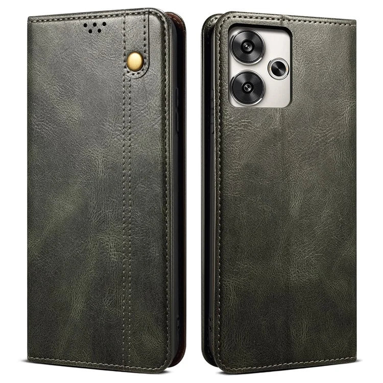 For Xiaomi Redmi Turbo 3 5G / Poco F6 5G Case Viewing Stand Crazy Horse Texture Leather Phone Cover