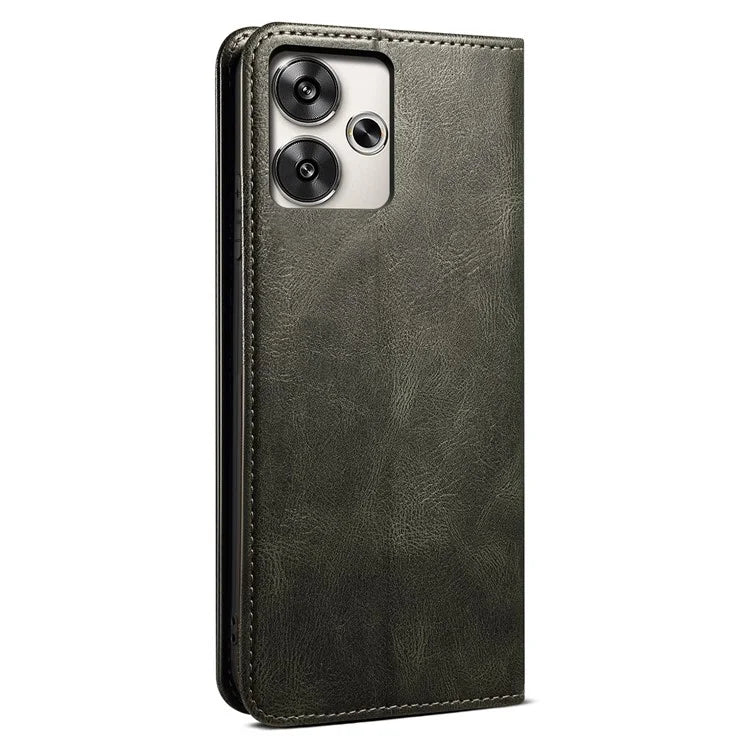For Xiaomi Redmi Turbo 3 5G / Poco F6 5G Case Viewing Stand Crazy Horse Texture Leather Phone Cover
