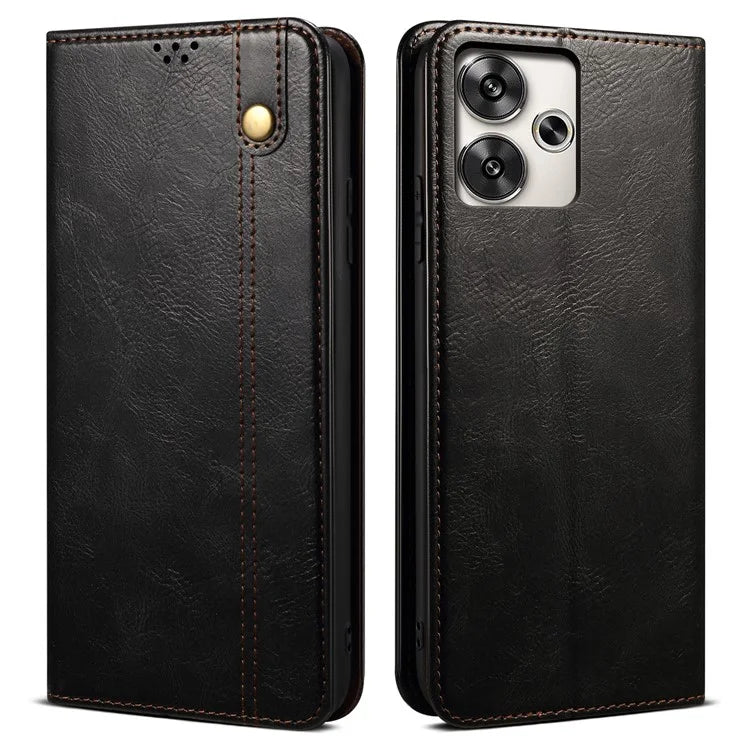 For Xiaomi Redmi Turbo 3 5G / Poco F6 5G Case Viewing Stand Crazy Horse Texture Leather Phone Cover