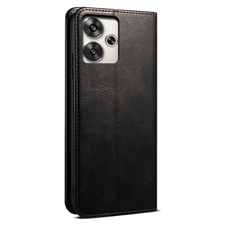 For Xiaomi Redmi Turbo 3 5G / Poco F6 5G Case Viewing Stand Crazy Horse Texture Leather Phone Cover