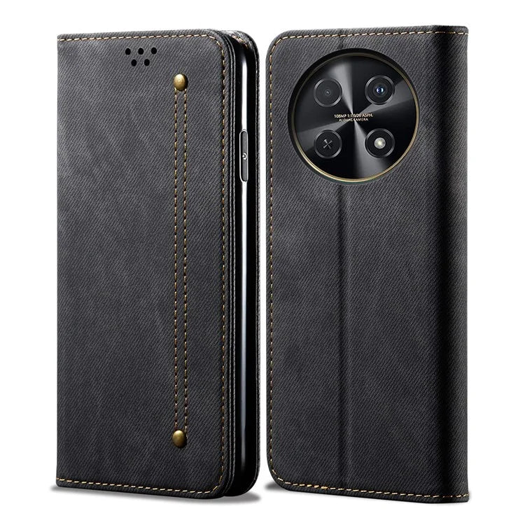 For Huawei nova 2i / Enjoy 70 Pro Leather Case Wallet Phone Cover Jeans Cloth Texture