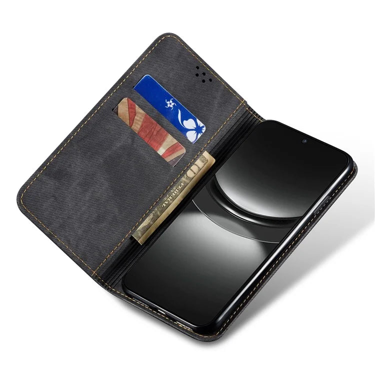 For Huawei nova 2i / Enjoy 70 Pro Leather Case Wallet Phone Cover Jeans Cloth Texture