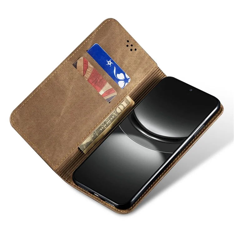 For Huawei nova 2i / Enjoy 70 Pro Leather Case Wallet Phone Cover Jeans Cloth Texture