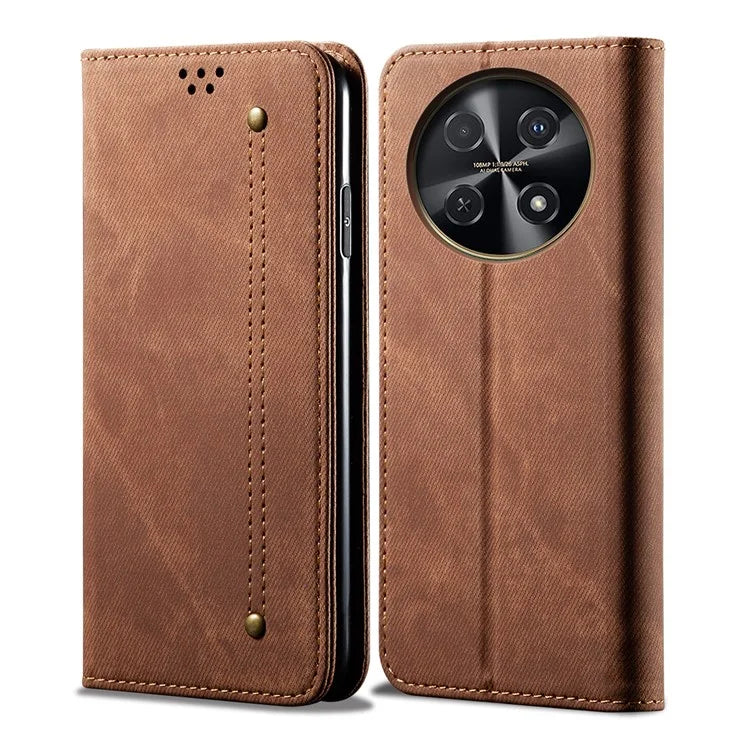 For Huawei nova 2i / Enjoy 70 Pro Leather Case Wallet Phone Cover Jeans Cloth Texture