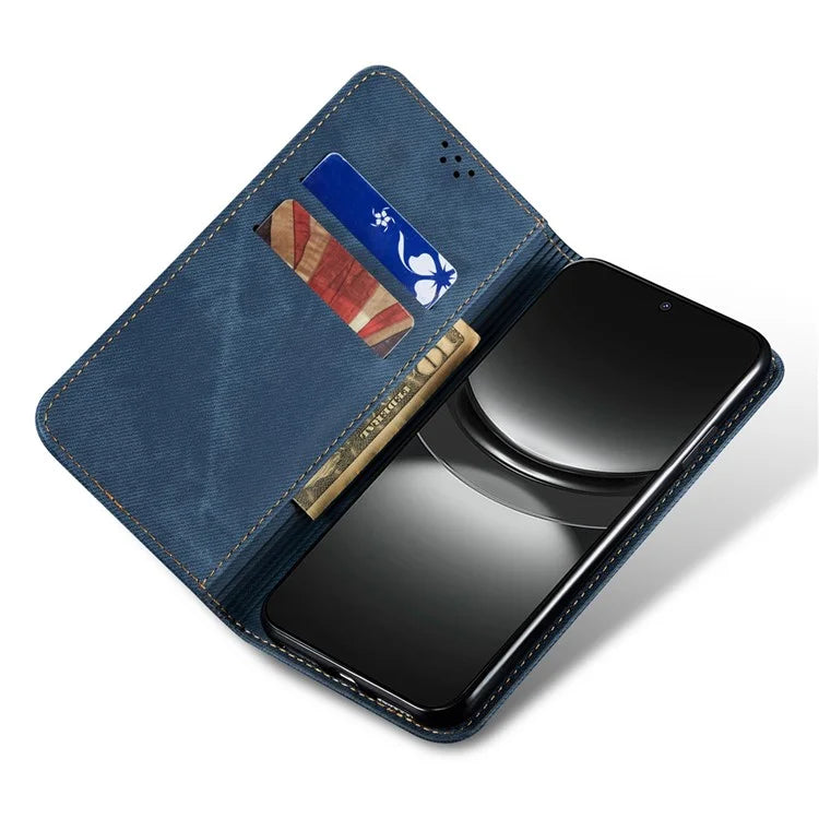 For Huawei nova 2i / Enjoy 70 Pro Leather Case Wallet Phone Cover Jeans Cloth Texture
