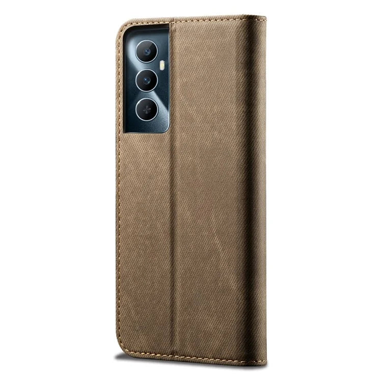 For Realme C65 4G Case Leather Jeans Cloth Texture Folio Flip Phone Cover