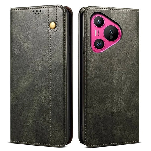 For Huawei Pura 70 Wallet Case Waxy Crazy Horse Texture Leather Stand Pphone Cover