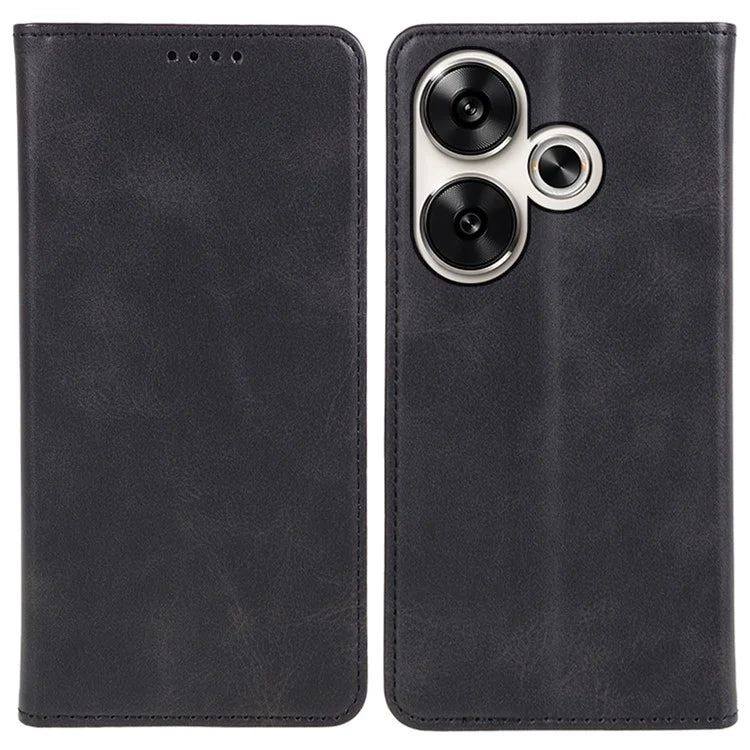 For Xiaomi Redmi Turbo 3 5G / Poco F6 5G Case Leather Magnetic Flip Calf Texture Phone Cover