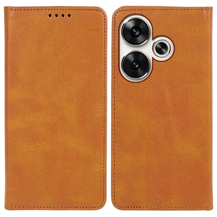 For Xiaomi Redmi Turbo 3 5G / Poco F6 5G Case Leather Magnetic Flip Calf Texture Phone Cover
