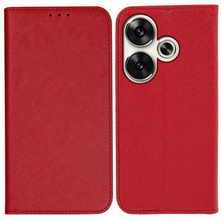 For Xiaomi Redmi Turbo 3 5G / Poco F6 5G Case Wallet Cross Texture Leather Flip Phone Cover
