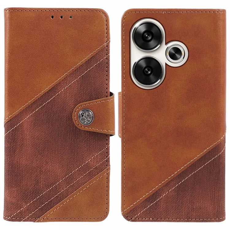 For Xiaomi Redmi Turbo 3 5G / Poco F6 5G Case Wallet Crazy Horse Texture Splicing Leather Phone Cover