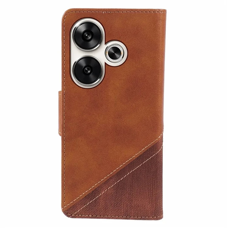 For Xiaomi Redmi Turbo 3 5G / Poco F6 5G Case Wallet Crazy Horse Texture Splicing Leather Phone Cover