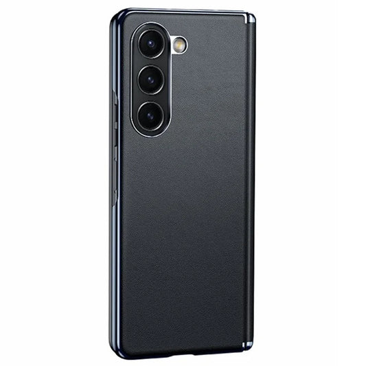 For Samsung Galaxy Z Fold6 5G Case Electroplating PU Leather+PC Phone Cover with Hinge Protection