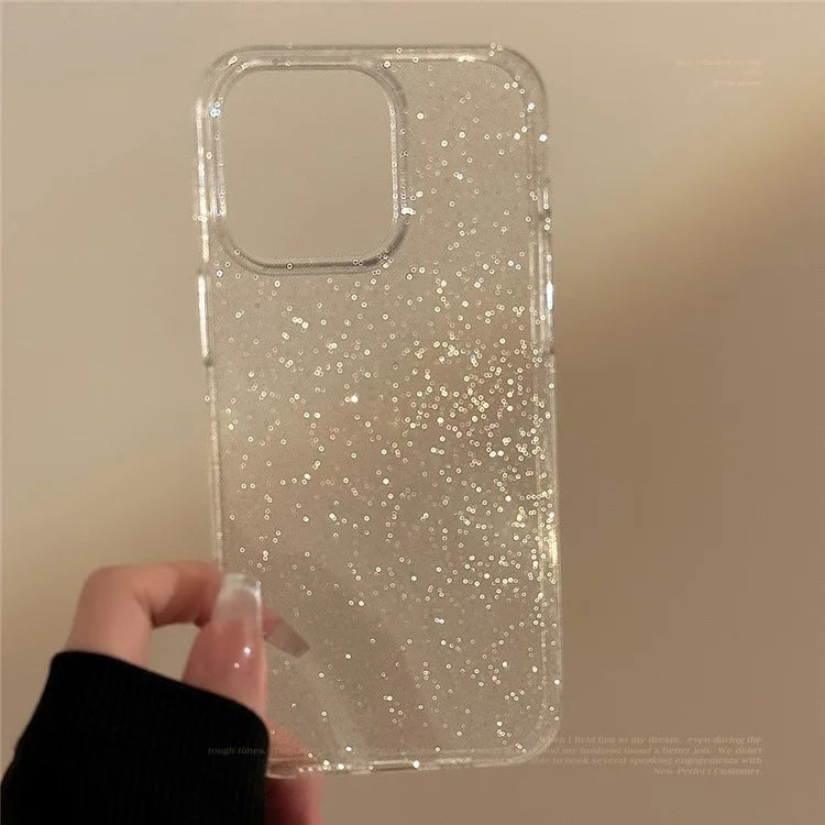 For iPhone 14 Pro Case Subtle Glitter Transparent TPU Phone Cover