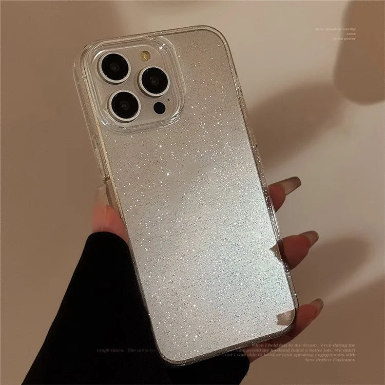 For iPhone 14 Pro Case Subtle Glitter Transparent TPU Phone Cover