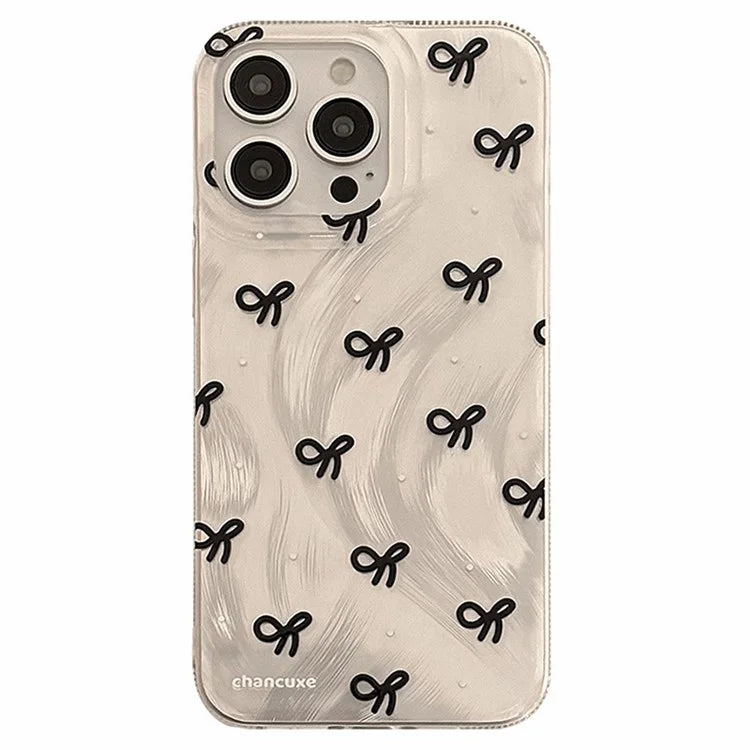 For iPhone 14 Pro Max Case Aesthetic Bow Pattern TPU Phone Cover