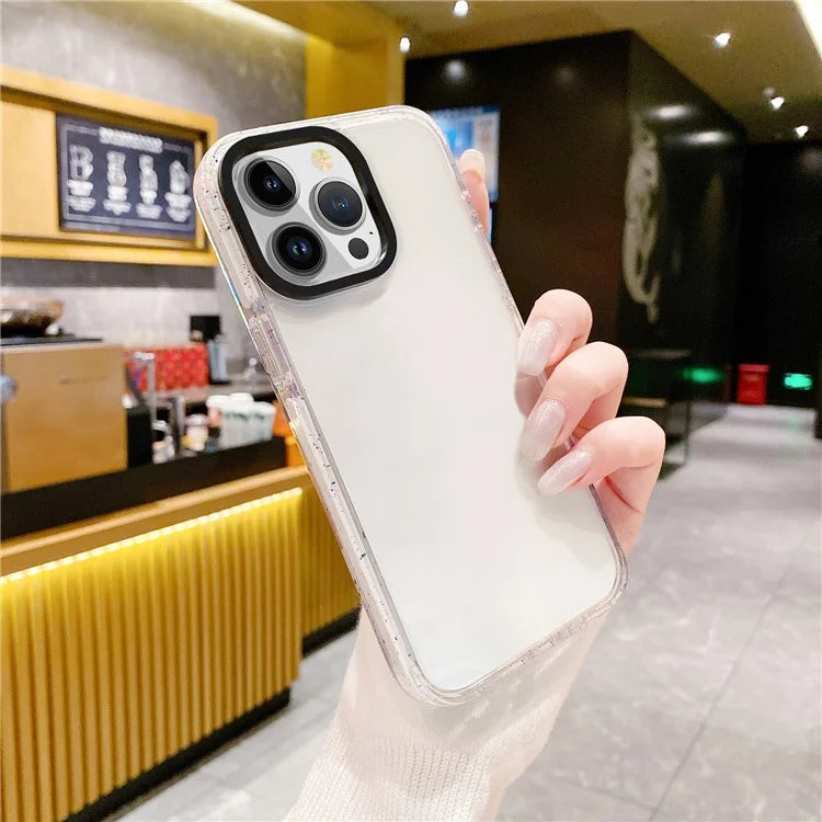 For iPhone 15 Pro Case TPU+TPE+PC Transparent Back Phone Cover