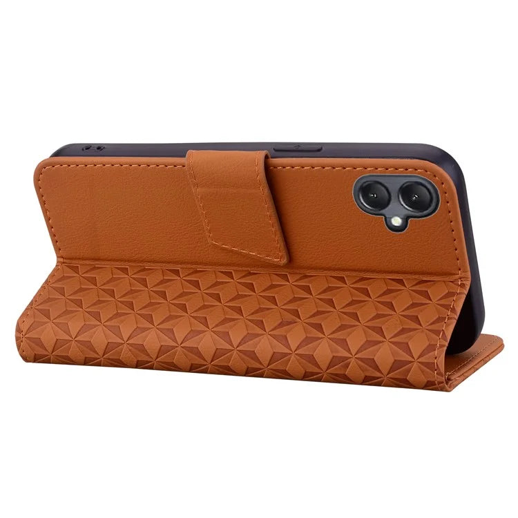 For Samsung Galaxy A05 4G Case PU Leather Rhombus Pattern Stand Function Phone Cover