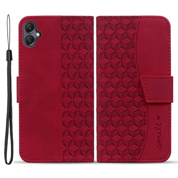 For Samsung Galaxy A05 4G Case PU Leather Rhombus Pattern Stand Function Phone Cover