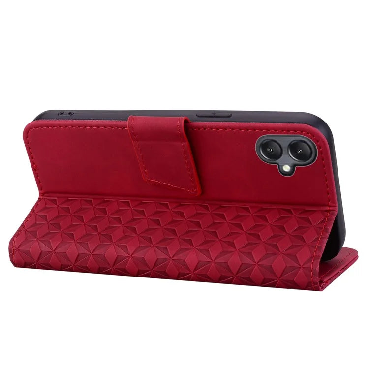 For Samsung Galaxy A05 4G Case PU Leather Rhombus Pattern Stand Function Phone Cover