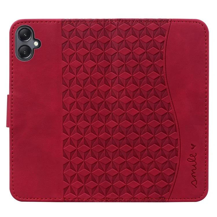 For Samsung Galaxy A05 4G Case PU Leather Rhombus Pattern Stand Function Phone Cover