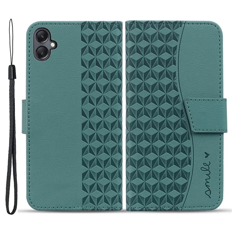 For Samsung Galaxy A05 4G Case PU Leather Rhombus Pattern Stand Function Phone Cover