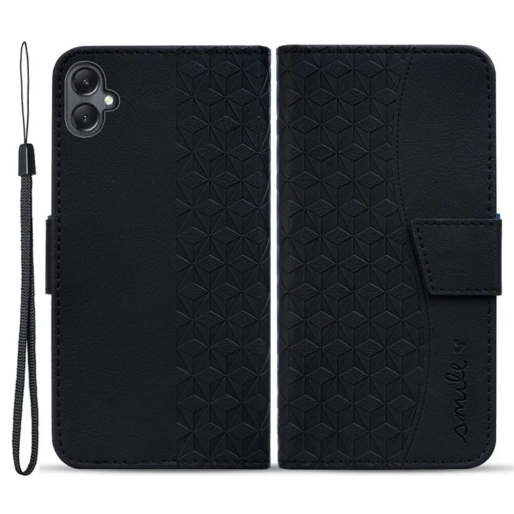 For Samsung Galaxy A05 4G Case PU Leather Rhombus Pattern Stand Function Phone Cover