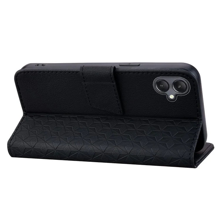 For Samsung Galaxy A05 4G Case PU Leather Rhombus Pattern Stand Function Phone Cover