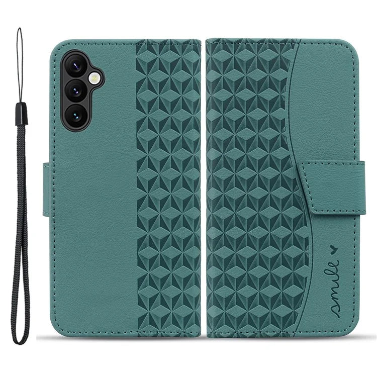 For Samsung Galaxy A05s 4G Case with Hand Strap Rhombus Leather Wallet Cover