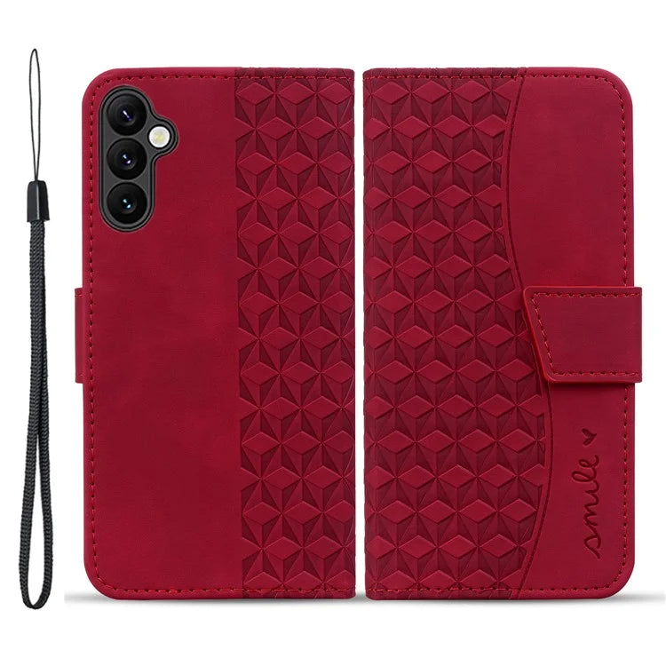 For Samsung Galaxy A05s 4G Case with Hand Strap Rhombus Leather Wallet Cover