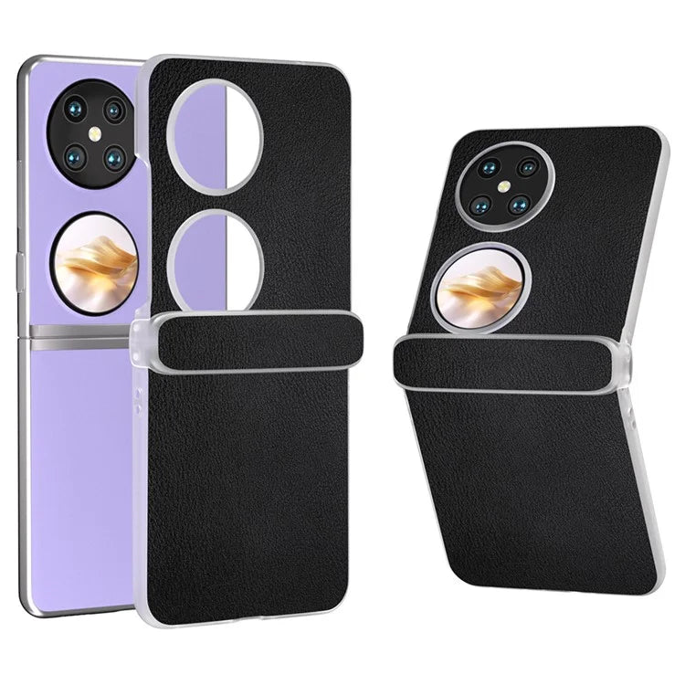 For Huawei Pocket 2 Case Leather+PC Hinge Protection Phone Cover with Clear Matte Edge