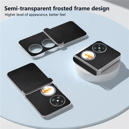 For Huawei Pocket 2 Case Leather+PC Hinge Protection Phone Cover with Clear Matte Edge