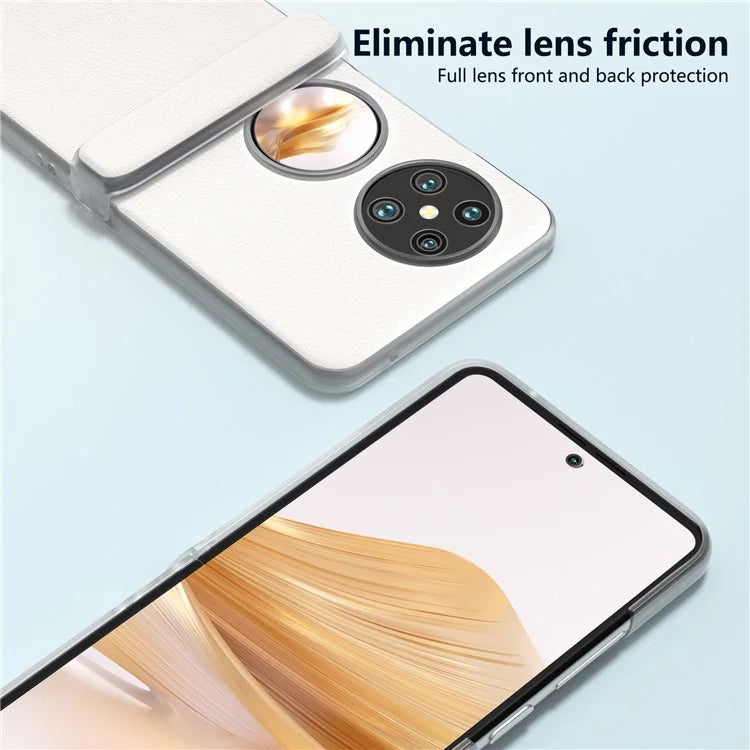 For Huawei Pocket 2 Case Leather+PC Hinge Protection Phone Cover with Clear Matte Edge