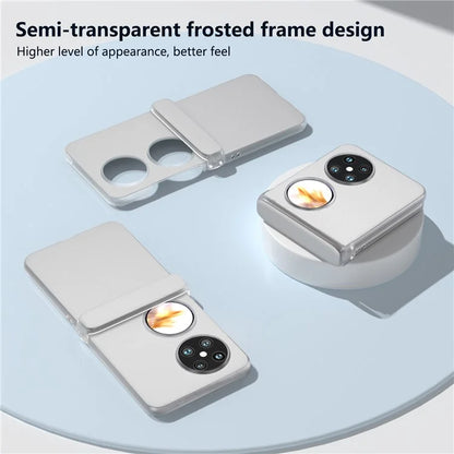For Huawei Pocket 2 Case Leather+PC Hinge Protection Phone Cover with Clear Matte Edge