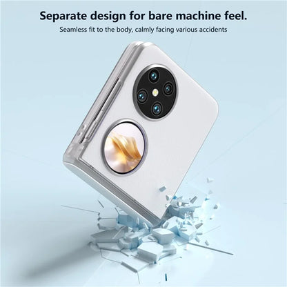 For Huawei Pocket 2 Case Leather+PC Hinge Protection Phone Cover with Clear Matte Edge