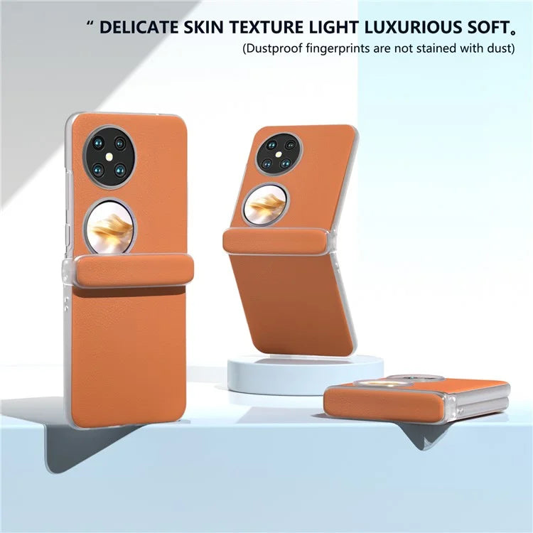 For Huawei Pocket 2 Case Leather+PC Hinge Protection Phone Cover with Clear Matte Edge