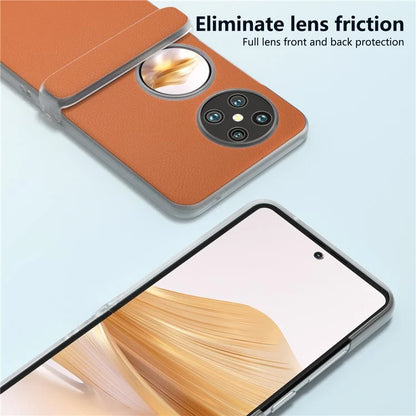 For Huawei Pocket 2 Case Leather+PC Hinge Protection Phone Cover with Clear Matte Edge