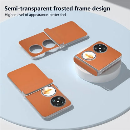 For Huawei Pocket 2 Case Leather+PC Hinge Protection Phone Cover with Clear Matte Edge
