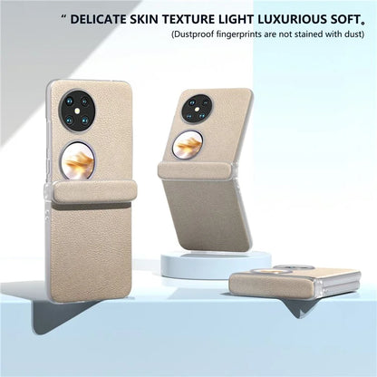 For Huawei Pocket 2 Case Leather+PC Hinge Protection Phone Cover with Clear Matte Edge