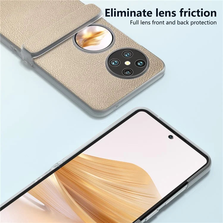 For Huawei Pocket 2 Case Leather+PC Hinge Protection Phone Cover with Clear Matte Edge