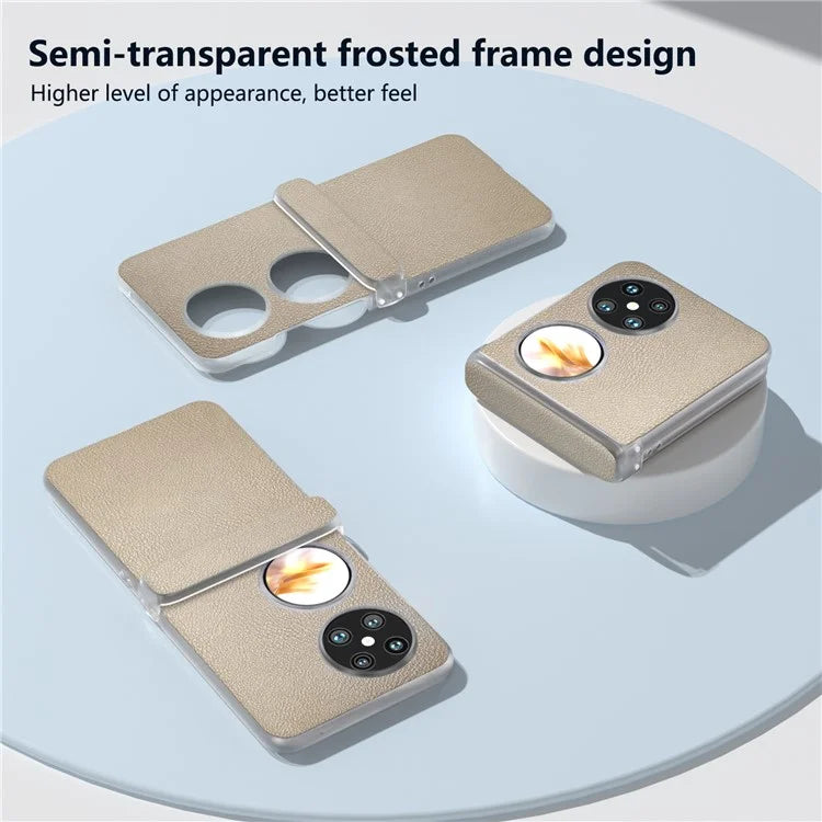 For Huawei Pocket 2 Case Leather+PC Hinge Protection Phone Cover with Clear Matte Edge